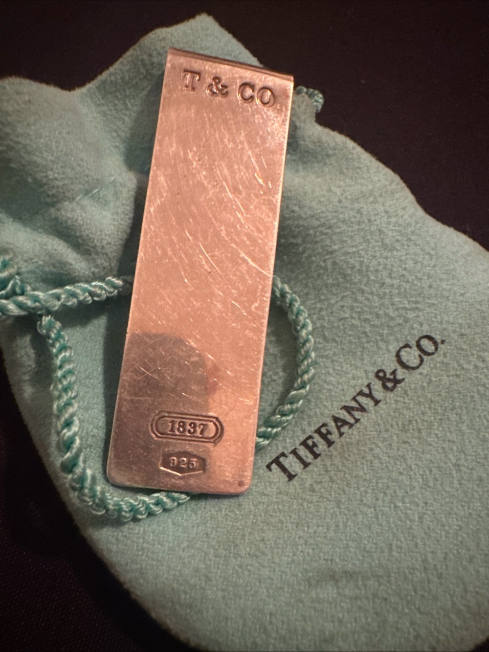 Tiffany & Co. Sterling Silver Money Clip with Tiffany Blue Pouch
